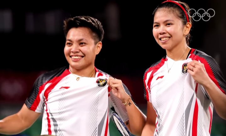 Ganda putri Indonesia Greysia Polii/Apriyani Rahayu raih emas Olimpiade Tokyo 2020. / IG Olympics