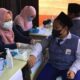 Siswa SMPIT Al Ibrah di Kabupaten Gresik mengikuti Vaksinasi Covid 19 bekerjasama dengan Dinas Kesehatan Kabupaten Gresik, Selasa (14/9/2021).