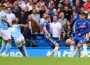 Gol tunggal pemain Manchester City Gabriel Jesus ke gawang Chelsea pada laga, Sabtu (25/9/2021) di Stamford Bridge./ Foto: Flashscore
