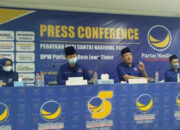 Press conference DPW Partai Nasdem, peringati HSN 2021 dengan gembira dan bahagia bersama santri. Foto/Portalsurabaya.com