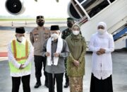 Kloter Perdana Jamaah Haji Jatim Diberangkatkan Ma’ruf Amin dan Khofifah di Juanda