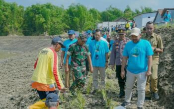 Mitigasi Bencana, Bupati Gresik Tanam Rumput Vetiver di Bantaran Kali Lamong